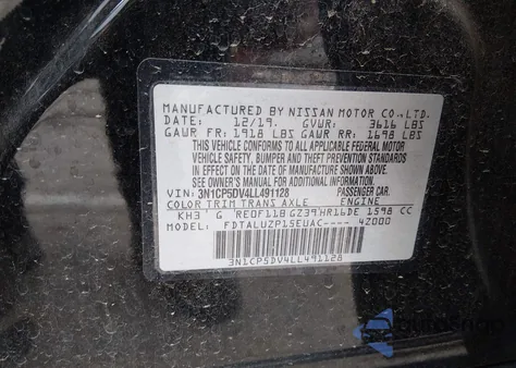 2020 Nissan Kicks Sr Xtronic Cvt z USA, uszkodzony, nr VIN 3N1CP5DV4LL491128